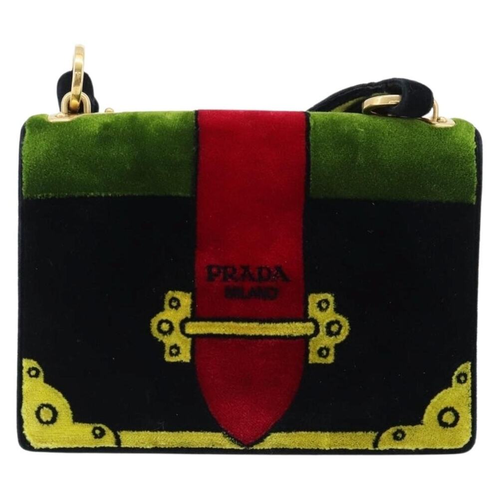 Prada Galleria Velour Shoulder Bag Multicolor